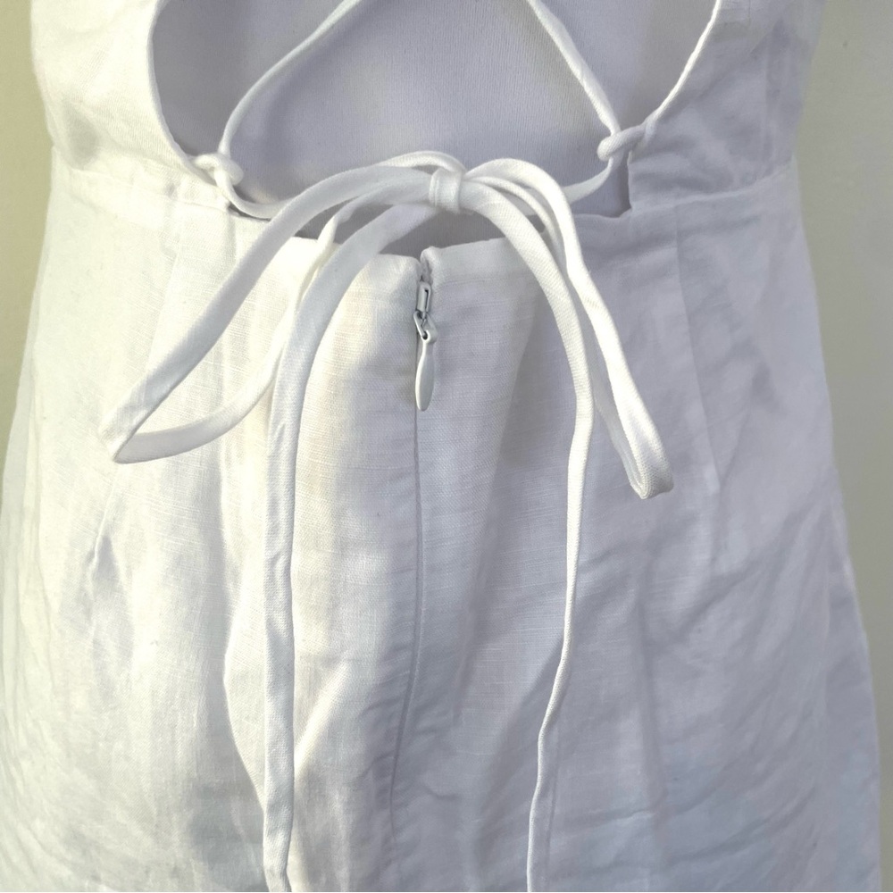 Aritzia Sunday Best Square Neck Back Lace Up Mini Dress 6 White Short Sleeve - Picture 9 of 12